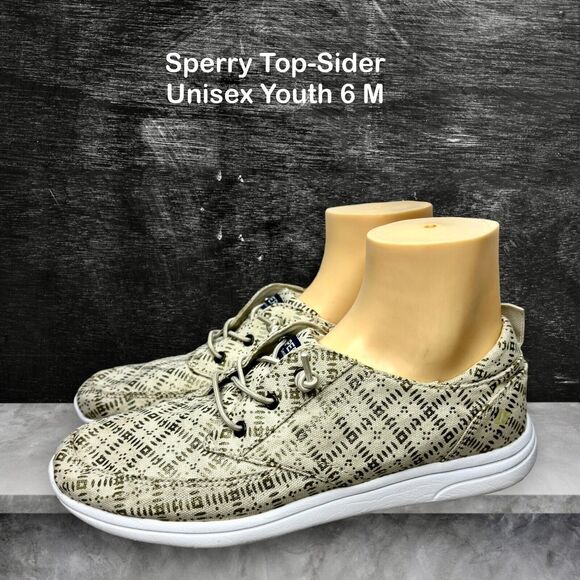 Sperry Top-Siders Baycoast Tan Gold Slip on Youth Unisex Sneaker Size 6M‎ - Picture 1 of 11